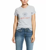 Koszulki jeździeckie - ARIAT Koszulka damska HD LOGO SS20 - heather grey - miniaturka - grafika 1