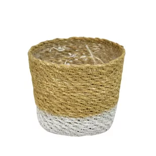Osłona doniczki słomiana 24.5 cm KOSZ MOROCCAN naturalny/biały - Donice - miniaturka - grafika 1