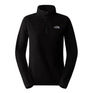 Bluzy sportowe damskie - Bluza The North Face 100 Glacier 1/4 Zip Fleece 0A855M4H01 - czarna - miniaturka - grafika 1