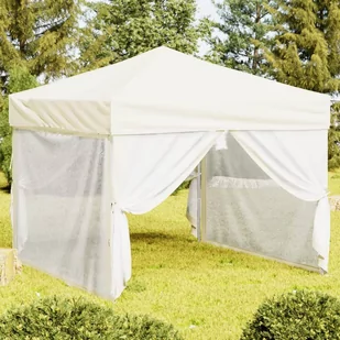 Składany namiot imprezowy ze ściankami, kremowy, 3x3 m - Pawilony ogrodowe - miniaturka - grafika 1