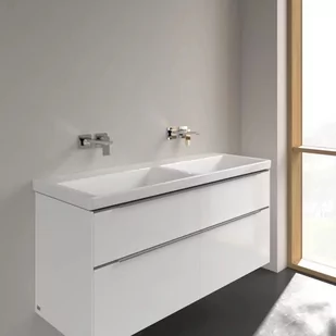 Villeroy & Boch Subway 3.0 Umywalka meblowa podwójna 130x47,5 cm bez przelewu bez otworu na baterię z powłoką CeramicPlus weiss alpin 4A71D3R1 - Umywalki - miniaturka - grafika 1