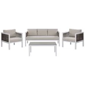 Meble ogrodowe - Beliani Zestaw ogrodowy 5-osobowy biało-brązowy BORELLO - miniaturka - grafika 1