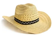 Czapki męskie - Kapelusz Damski Męski Słomkowy Klasyczny Plażowy Kowbojski Letni Beżowy 60 - miniaturka - grafika 1