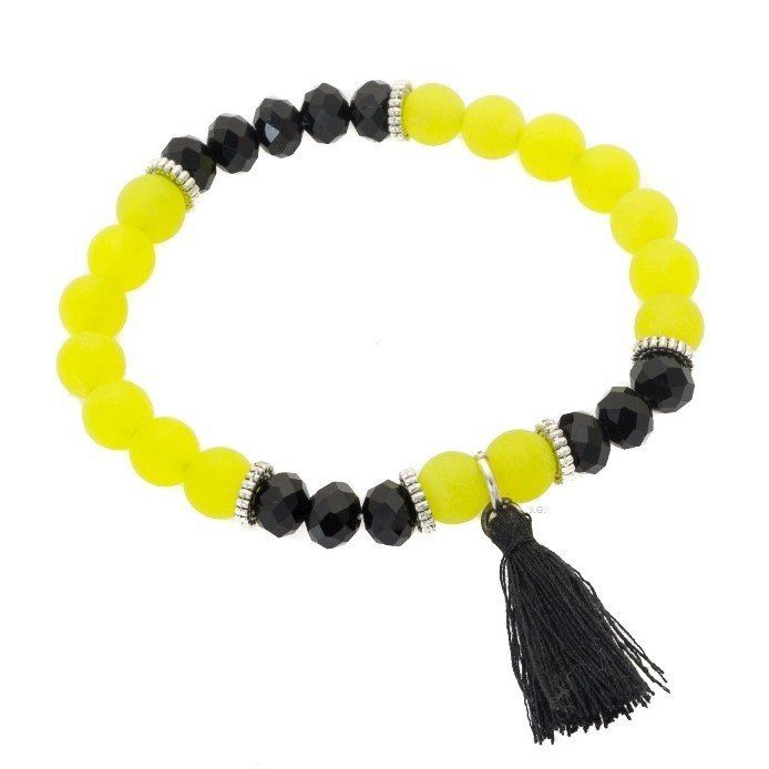 Bransoletka chwost jadeit kryształki neonowy żółty / JG. Projekt