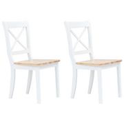 Krzesła - vidaXL Krzesła jadalniane, 2 szt., biało-brązowe, drewno kauczukowca - miniaturka - grafika 1