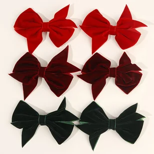 TEMU 6szt. Eleganckie Pluszowe Spinki do Włosów z Kokardą dla Kobiet - Jednolity Czerwony, Burgund, Czarny & Zielony, Miękkie Flanelowe Akcesoria do - Ozdoby do włosów - miniaturka - grafika 1