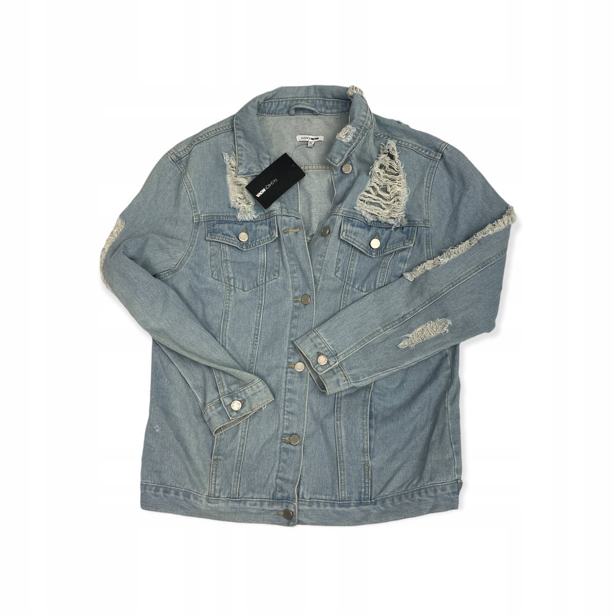 Jeansowa kurtka damska przetarcia FASHION NOVA XL