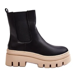 Vinceza Damskie Botki Workery Czarno-Beżowe Loretta czarne - Botki damskie - miniaturka - grafika 1