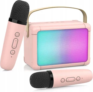 PRZENOSNY GŁOŚNIK BLUETOOH KARAOKE + 2 MIKOROFONY PANEL LED PODŚWIETLENIE - Instrumenty muzyczne dla dzieci - miniaturka - grafika 1