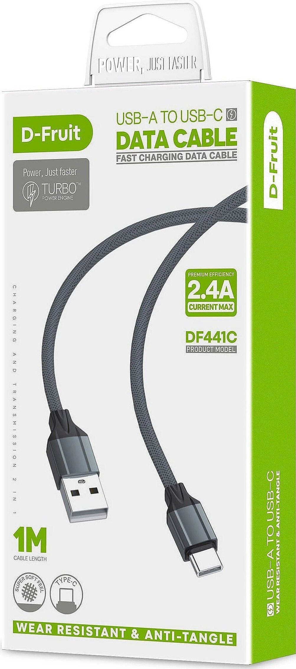 D-Fruit cable USB-A - USB-C 1m, grey (DF441C)