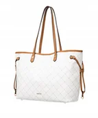 Torebki damskie - Duża Torebka Damska Shopper Z Kosmetyczką PUCCINI Biała BLXP0013D-0 - miniaturka - grafika 1