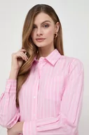 Koszule damskie - Weekend Max Mara koszula bawełniana damska kolor różowy regular z kołnierzykiem klasycznym - miniaturka - grafika 1