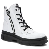 Botki damskie - Białe Botki Nessi Damskie Modne Buty Jesienne - miniaturka - grafika 1