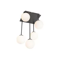 Oprawy, klosze i abażury - QAZQA Nowoczesna lampa sufitowa czarna z opalowym szkłem 5-light - Ateny - miniaturka - grafika 1