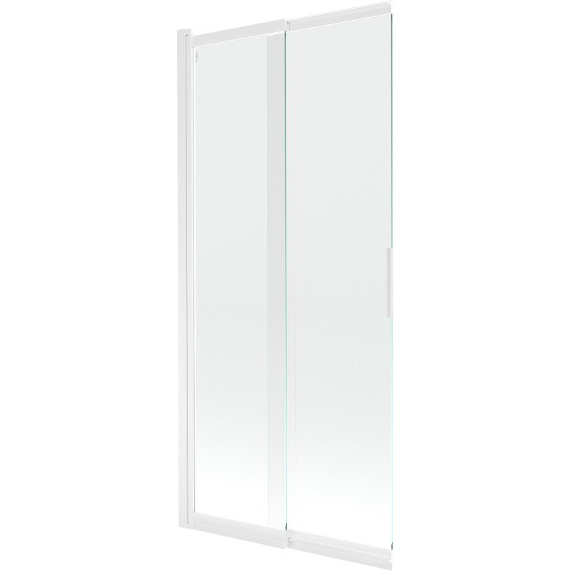 Mexen Fox parawan nawannowy 2-skrzydłowy przesuwny 85 x 150 cm, transparent, biały - 891-085-002-20-00