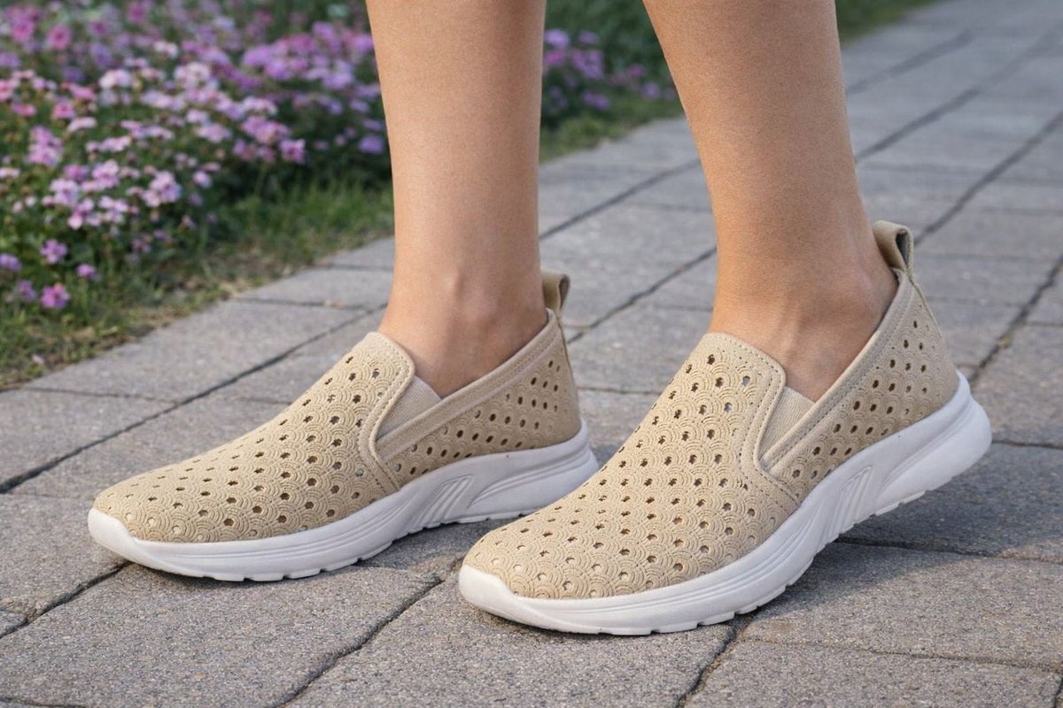Buty damskie wsuwane mokasyny A-3-0588 beżowe slip on ażurowe [rozmiar: 40]