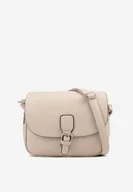 Torebki damskie - Ciemnobeżowa Dwukomorowa Torebka Listonoszka z Ozdobną Klapą Delluria - miniaturka - grafika 1