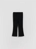 Spodnie i spodenki dla dziewczynek - Reserved - Ocieplane spodnie flare - czarny - miniaturka - grafika 1