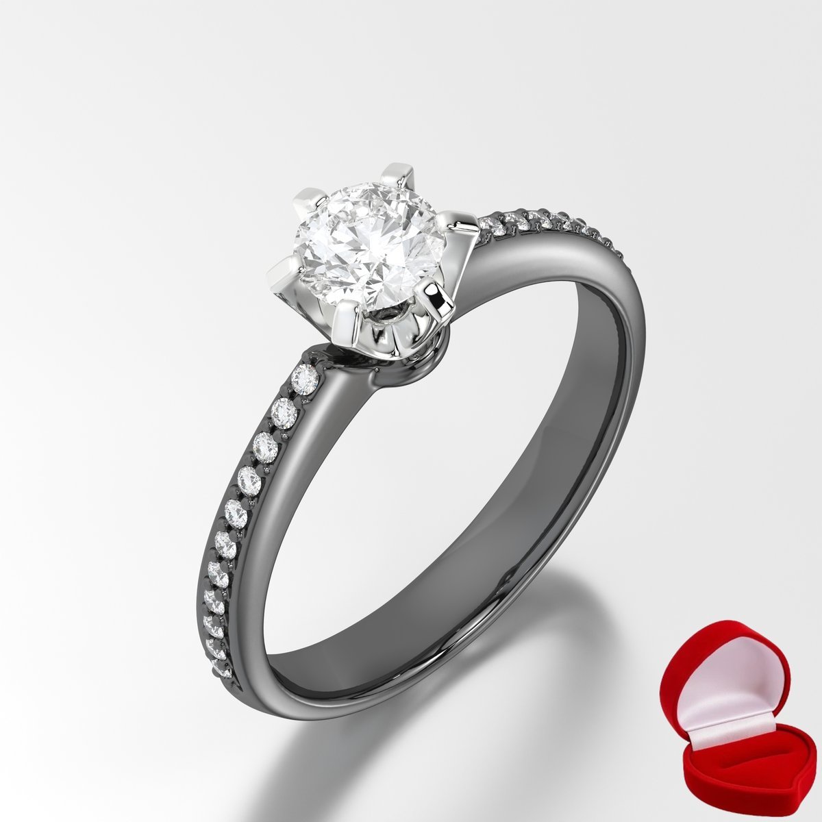 ZŁOTY PIERŚCIONEK ZARĘCZYNOWY 585 14k SZAFIR 0,30 ct CZARNE ZŁOTO R16