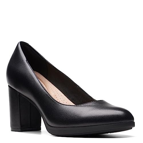 Clarks Damskie czółenka Bayla Skip Pump, Czarna skóra, 41.5 EU