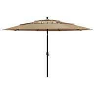 Parasole ogrodowe - vidaXL 3-poziomowy parasol na aluminiowym słupku, taupe, 3,5 m vidaXL - miniaturka - grafika 1