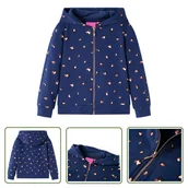 Bluzy dla dziewczynek - Bluza dziecięca z kapturem - granatowa - 92 - Bluza Dziewczęca - miniaturka - grafika 1