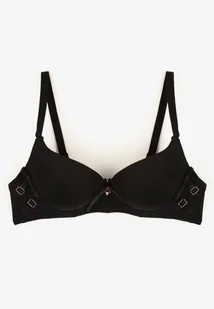 Czarny Biustonosz Push-Up na Ramiączkach z Regulacją i Metaliczną Aplikacją Alerista - Biustonosze - miniaturka - grafika 1