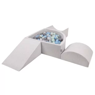 KiddyMoon Piankowy plac zabaw PPZP-TR30D-114 z piłeczkami jasnoszary: perła-szary-transparent-babyblue-mięta basen 300/klin L/rampa L/półwałek L Zab.. - Zabawki do kąpieli - miniaturka - grafika 1
