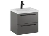 Szafki łazienkowe - Szafka Wisząca Z Umywalką RON 50 cm - Titan Mat - Uchwyty Czarne Matowe - miniaturka - grafika 1