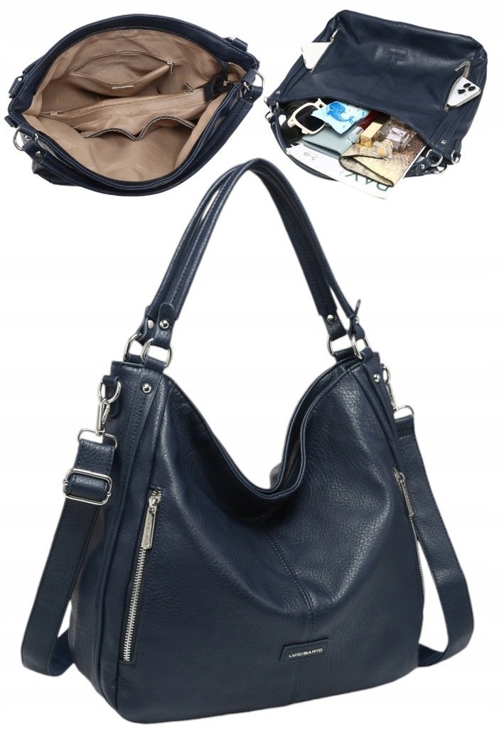 Pojemna Torebka Torba Damska Shopperka LUIGISANTO V8004-5 Blue