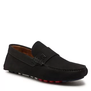 Mokasyny męskie - Mokasyny Tommy Hilfiger Th Classic Nubuck Driver FM0FM05001 Black BDS - grafika 1