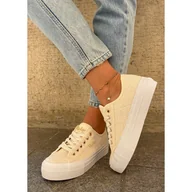 Trampki damskie - Trampki Damskie Z Koronką Lee Cooper LCW-25-31-3440L Beżowe beżowy - miniaturka - grafika 1