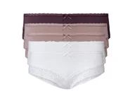 Majtki damskie - esmara® Hipstery damskie z elegancką koronką, 5 par (L (44-46), Czerwony/fioletowy/biały) - miniaturka - grafika 1