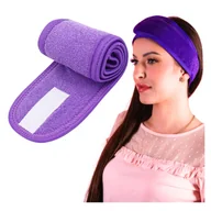 Ozdoby do włosów - Opaska Kosmetyczna Fioletowa do Makijażu na Rzep Regulowana Profesjonalna - miniaturka - grafika 1