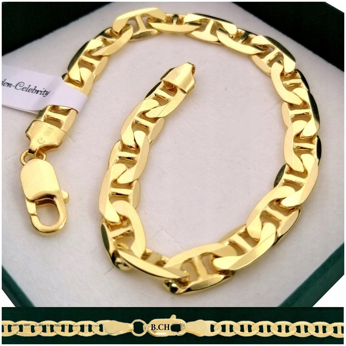 Elegancka Złota Bransoletka Męska Gucci 925/585 +Darmowy Grawer Na Prezent