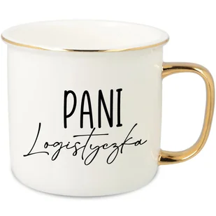 KUBEK UCHO RANT ZŁOTY PORCELANOWY RETRO PREZENT DLA PANI LOGISTYK WZORY - Kubki - miniaturka - grafika 1