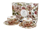 Filiżanki - Filiżanki do espresso porcelanowe ze spodkami DUO PASTEL FLOWERS WHTE 90 ml 2 szt - miniaturka - grafika 1