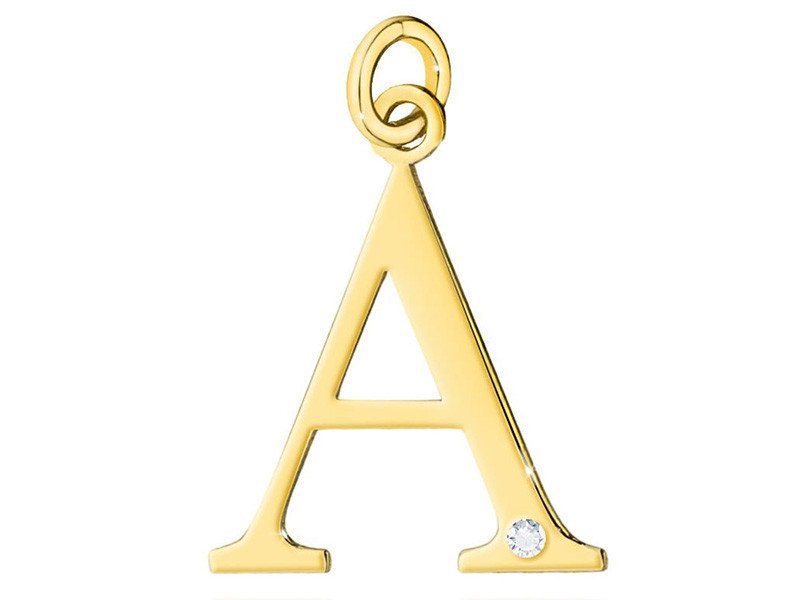 Złota przywieszka 585 literka A z brylantem