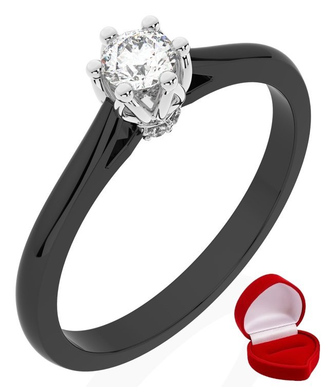 ZŁOTY PIERŚCIONEK ZARĘCZYNOWY 585 14k BRYLANT 0,14 ct CZARNE ZŁOTO R15