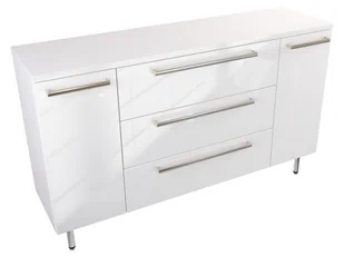 Szafka Stojąca Z Blatem ATH 140 cm DK - Biały Wysoki Połysk - Uchwyty Stal Szczotkowana - Szafki łazienkowe - miniaturka - grafika 1