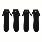 Skarpetki kolarskie - TEMU 2 pary skarpetek "Ręka w rękę", Urocze skarpetki dla par, Skarpetki na Walentynki - miniaturka - grafika 1