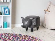 Taborety i hokery - Beliani Hoker imitacja skóry ciemnoszary ELEPHANT - miniaturka - grafika 1