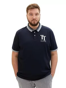 TOM TAILOR Męska koszulka polo z nadrukiem logo, 10668-sky Captain Blue, 5XL - Koszulki męskie - miniaturka - grafika 1