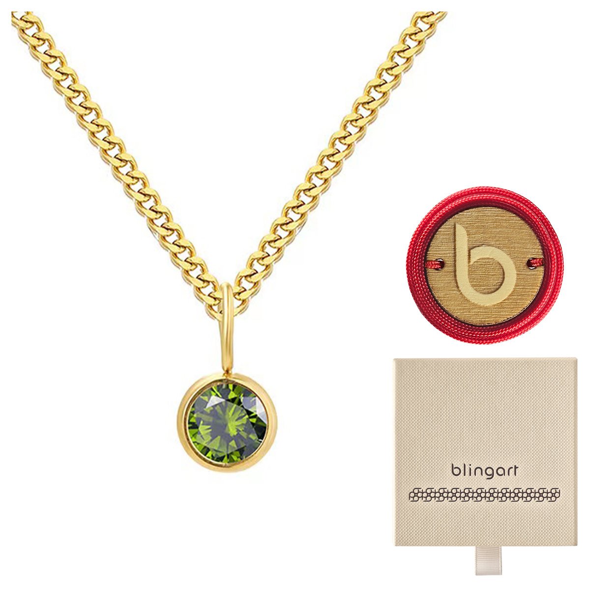 Naszyjnik damski kamień urodzinowy sierpień cyrkonia stal BLINGART