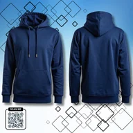 Bluzy męskie - Bluza uniwersalna typu kangurka z kapturem bez nadruku rozmiar XS ciemnogranatowa 320g bawełny - miniaturka - grafika 1