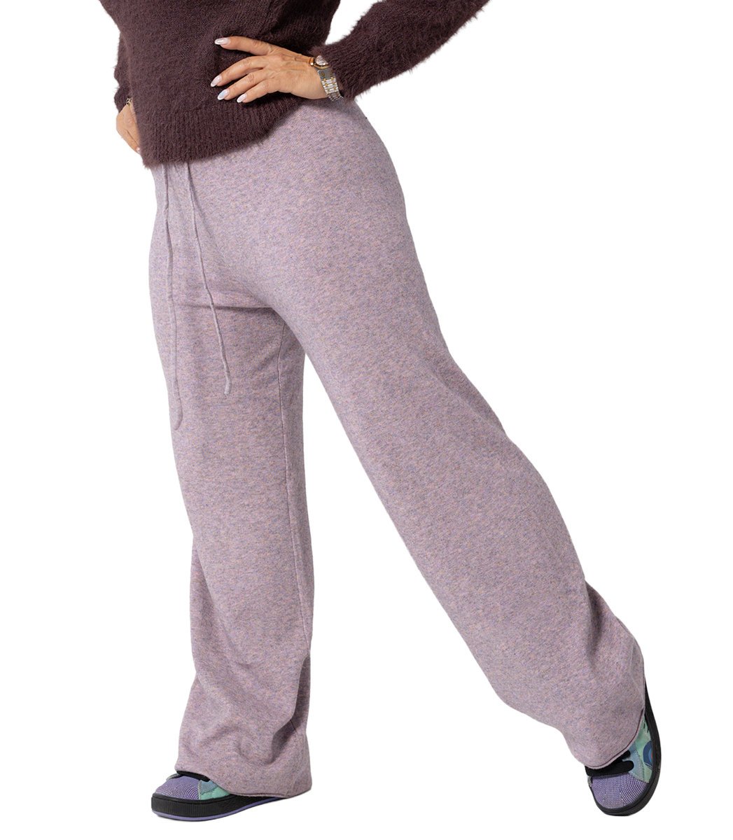 Luźne spodnie z melanżowej dzianiny AMELIA-L/XL