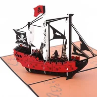 Kartki okolicznościowe i zaproszenia - Kartka Pocztowa Okolicznościowa 3D Pop-Up Piracki Statek - miniaturka - grafika 1