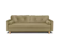 Sofy i kanapy - Beżowa welurowa sofa 3 osobowa rozkładana ERISO - miniaturka - grafika 1
