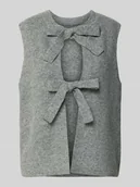 Swetry damskie - Kamizelka dzianinowa o kroju regular fit z wiązaniem model ‘SILLY’ - miniaturka - grafika 1