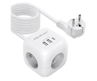 Listwy zasilające - Qoltec Kostka zasilająca przedłużacz 6w1 3x AC 2x USB 1x USB-C 2m - miniaturka - grafika 1